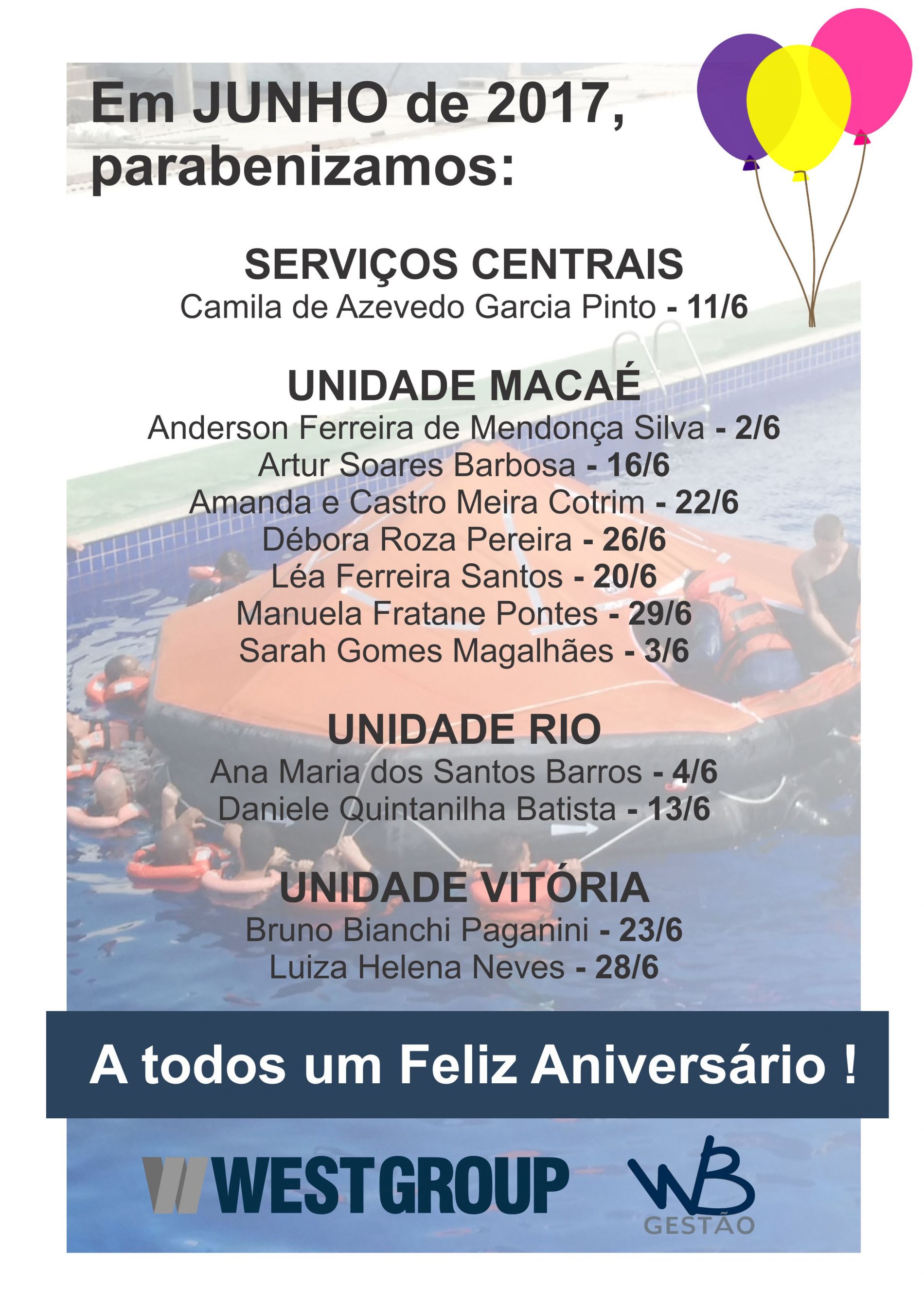 Aniversariantes do Mês – Junho