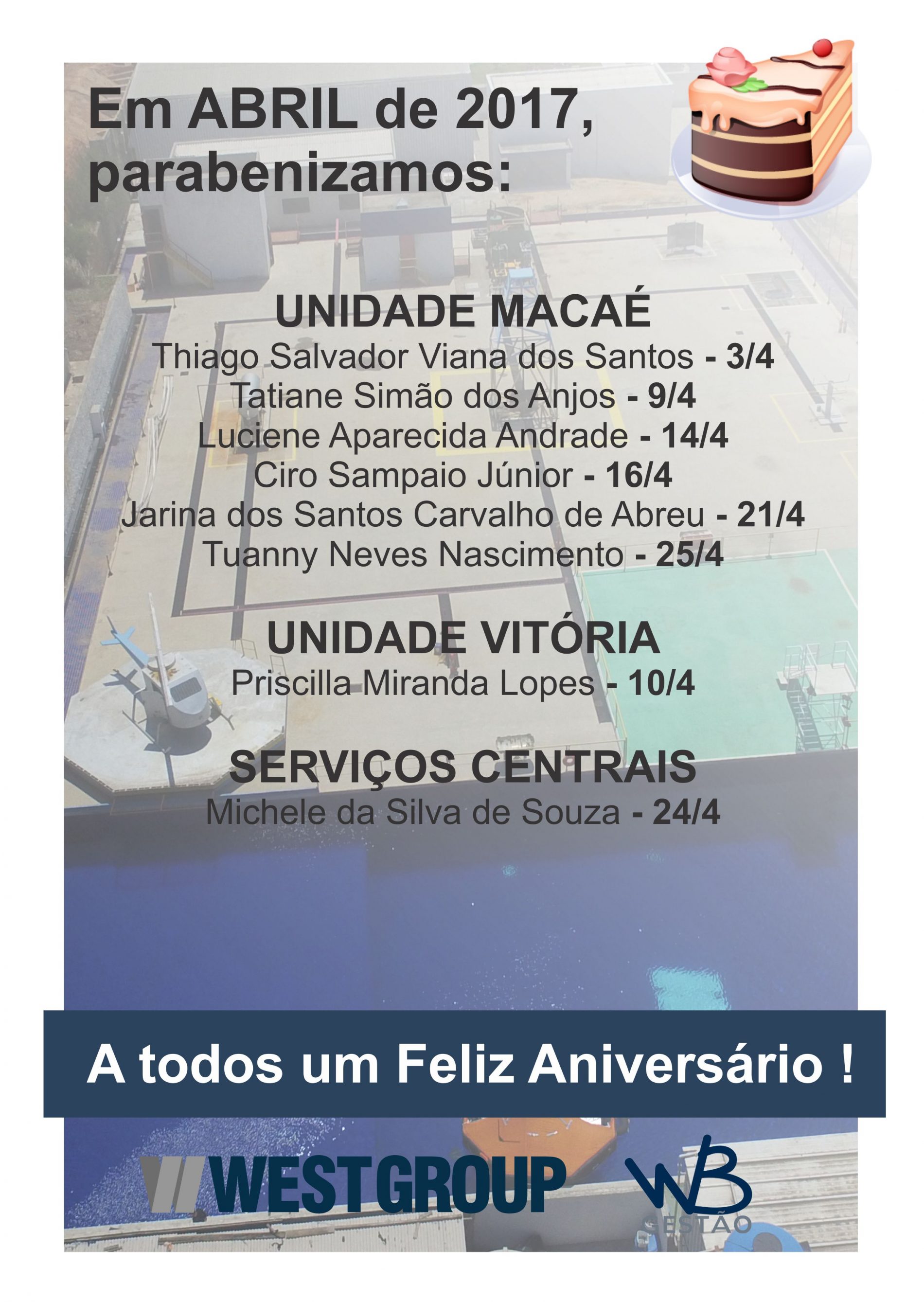 Aniversariantes do Mês – Abril