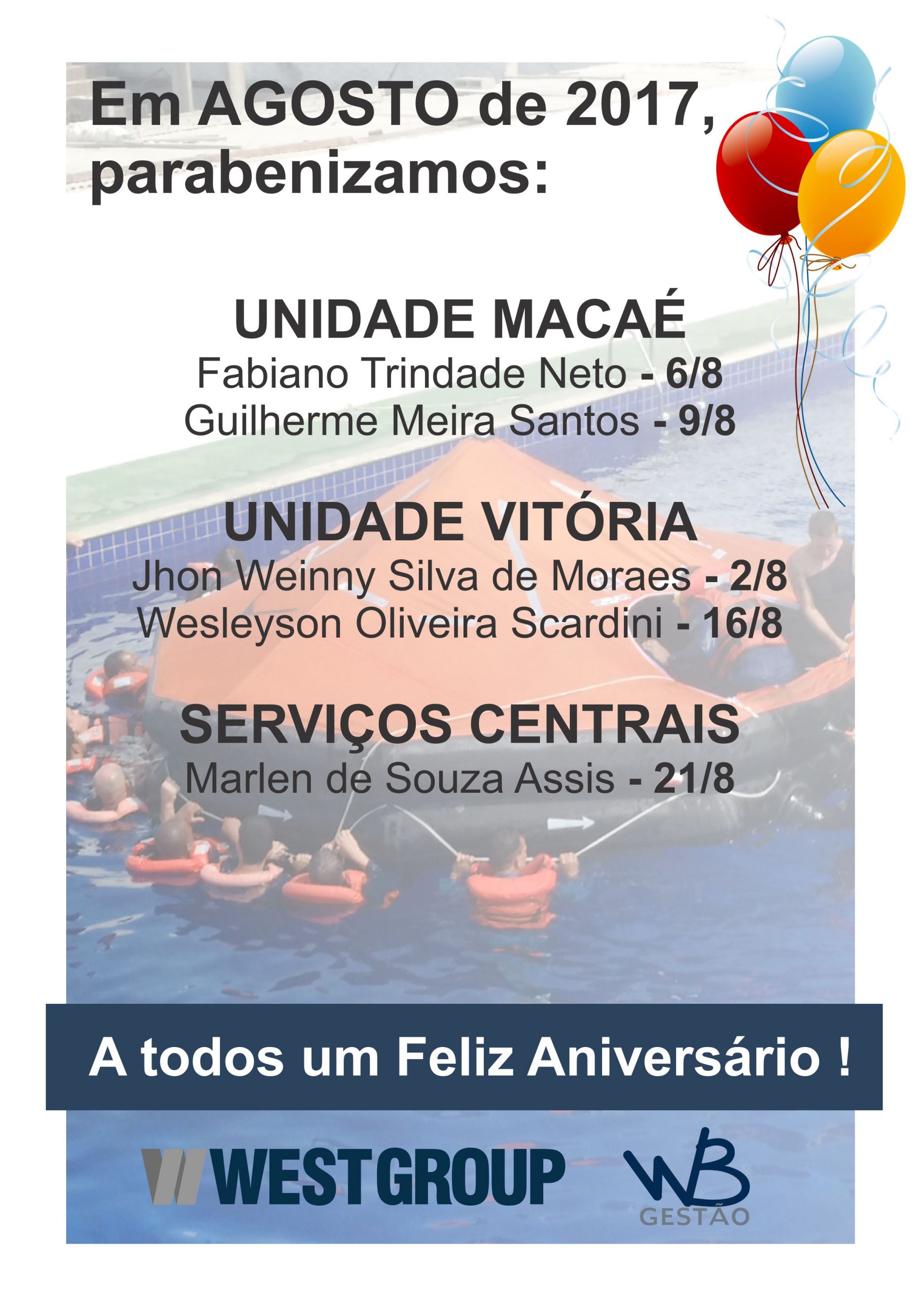 Aniversariantes do Mês – Agosto