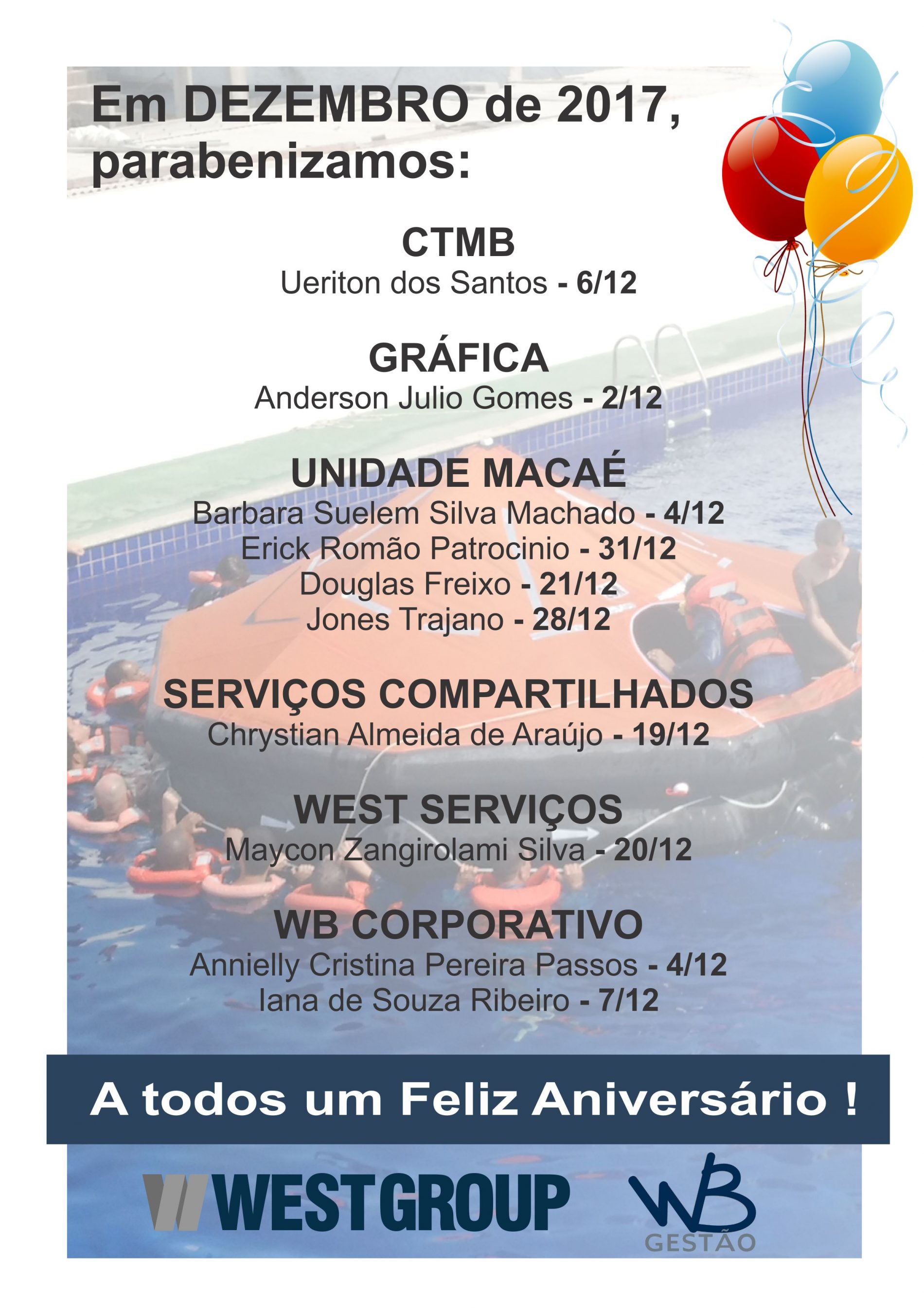 Aniversariantes do Mês – Dezembro